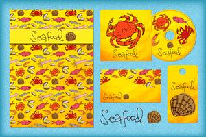 Briefpapier ontwerpsjabloon met zeevruchten. vector