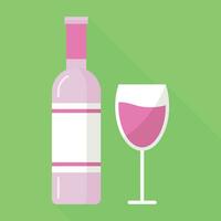 fles en glas roos wijn vector