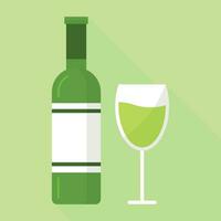 fles en glas van groen wijn vector