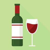 fles en glas wijn vector