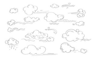 tekening schetsen stijl wolk set. vector