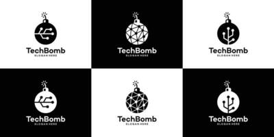 verzameling van bom logo ontwerp sjabloon met abstract punt, molecuul en netwerk internet systeem ontwerp grafisch vector illustratie. symbool, icoon, creatief.