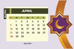 maandelijks kalender sjabloon voor 2024 jaar. kalender concept. gekleurde vlak vector illustratie geïsoleerd.