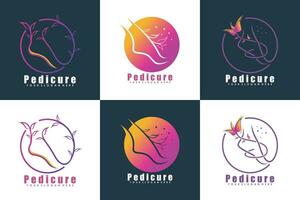 verzameling van menicure pedicure logo met voet illustrasi logo ontwerp vector