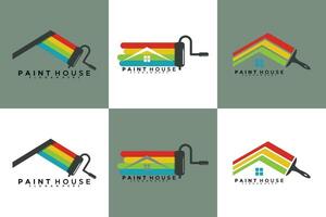 verzameling van huis verf logo ontwerp met creatief concept vector