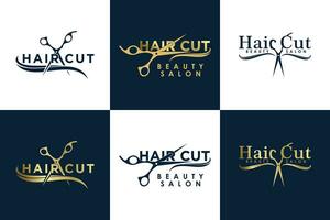 verzameling van haar- besnoeiing logo ontwerp vector met creatief concept voor Dames schoonheid salon