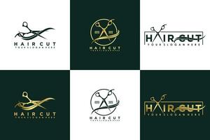 verzameling van haar- besnoeiing logo ontwerp vector met creatief concept voor Dames schoonheid salon