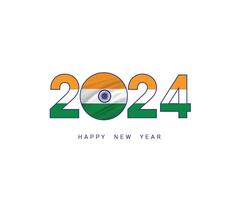 de nieuw jaar 2024 met de Indisch vlag en symbool, 2024 gelukkig nieuw jaar Indië logo tekst ontwerp, het kan gebruik de kalender, wens kaart, poster, banier, afdrukken en digitaal media, enz. vector illustratie