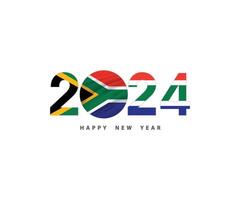 de nieuw jaar 2024 met de zuiden Afrika vlag en symbool, 2024 gelukkig nieuw jaar zuiden Afrika logo tekst ontwerp, het kan gebruik de kalender, wens kaart, poster, banier, afdrukken en digitaal media, enz. vector