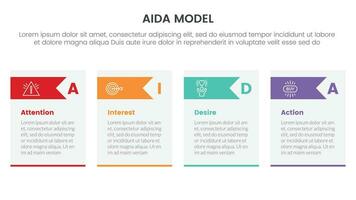 aida model- voor aandacht interesseren verlangen actie infographic concept met 4 points voor glijbaan presentatie stijl vector