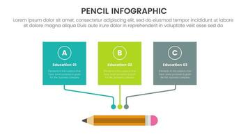 potlood onderwijs infographic 3 punt stadium sjabloon met doos gekoppeld naar potlood voor glijbaan presentatie vector