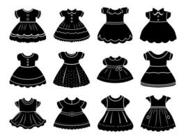 baby meisje jurk, meisje kleren vector glyph stijl illustratie