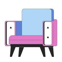 hedendaags meetkundig fauteuil 2d lineair tekenfilm voorwerp. modern creatief meubilair geïsoleerd lijn vector element wit achtergrond. knus stoel. zitplaatsen leven kamer kleur vlak plek illustratie
