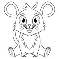 schattig baby muis tekenfilm zittend lijn kunst vector