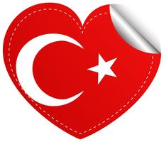 Stickerontwerp voor de vlag van Turkije in hartvorm vector