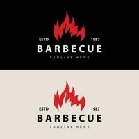 barbecue logo ontwerp bar restaurant heet rooster brand logo en spatel gemakkelijk illustratie vector