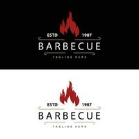 barbecue logo ontwerp bar restaurant heet rooster brand logo en spatel gemakkelijk illustratie vector