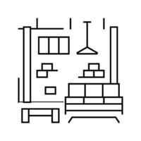 industrieel interieur desig lijn icoon vector illustratie