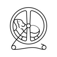 hamster in wiel huisdier lijn icoon vector illustratie