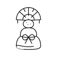 kagami mochi decoratie Shintoïsme lijn icoon vector illustratie