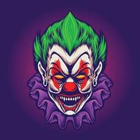 clown hoofd joker vampier horror illustraties vector