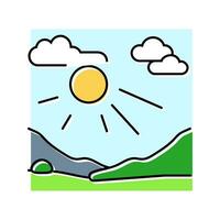 zonnig dag zon zomer zonlicht kleur icoon vector illustratie