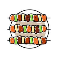yakitori vleespen Japans voedsel kleur icoon vector illustratie