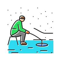 ijs visvangst winter seizoen kleur icoon vector illustratie