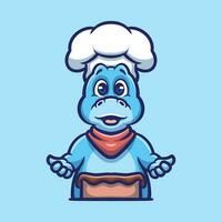 blauw dino chef tekenfilm illustratie vector