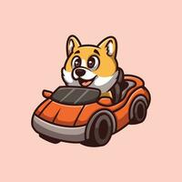 het rijden corgi tekenfilm illustratie vector