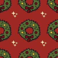 vector naadloos patroon met retro tekenfilm stijl Kerstmis en nieuw jaar elementen. achtergrond, behang, textiel of papier afdrukken.