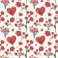 Valentijnsdag dag patroon. hart vormen en romantisch bloemen. liefde boeketten naadloos vector achtergrond.