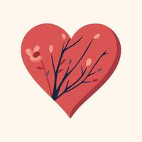 romantisch vector hart met bloemen binnen. valentijnsdag dag ontwerp. romantisch vector icoon. wijnoogst stijl.