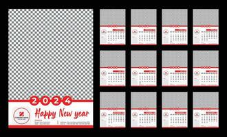 muur kalender sjabloon ontwerp voor 2024 week begint zondag zakelijke ontwerp ontwerper sjabloon. 2024 muur kalender ontwerp vector