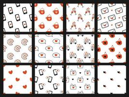 verzameling van hand- getrokken naadloos patroon. valentijnsdag dag, bruiloft vector