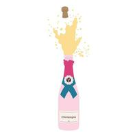 de kurk vliegt uit van fles van Champagne met spatten. vector illustratie