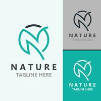 brief n natuur ecologie logo met bladeren geschikt voor bedrijf tuin sjabloon vector