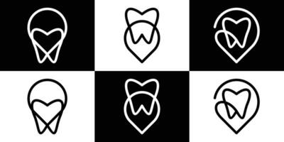 logo ontwerp minimalistische tandheelkundig en pin kaart icoon vector illustratie