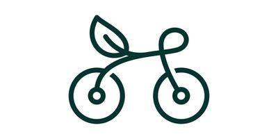 logo ontwerp fiets en blad icoon minimalistische vector illustratie