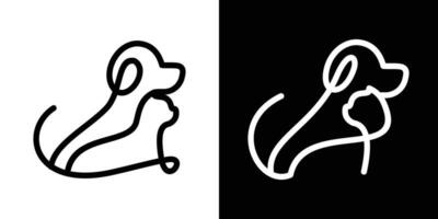 dier logo lijn hond en kat ontwerp icoon vector illustratie