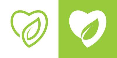 logo ontwerp liefde en blad icoon vector illustratie