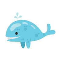 vector schattig blauw walvis tekenfilm icoon illustratie