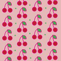 patroon met kers fruit met groen bladeren roze achtergrond vector illustratie.