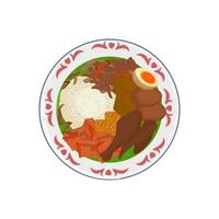 vector illustratie logo van nasi gudeg met kip, krecek, tofu, tempeh en bacem ei