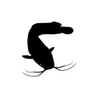 meerval silhouet voor logo type, kunst illustratie, appjes, website, pictogram of grafisch ontwerp element. vector illustratie