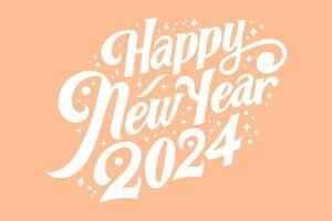 gelukkig nieuw jaar 2024 ontwerp. pantone kleur 2024 perzik dons. ontwerp voor poster, banier, groet, nieuw jaar 2024 viering. vector illustratie