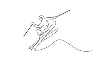 winter sport snowboarden mannetje persoon in de lucht houding leven levensstijl lijn kunst ontwerp vector