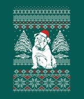 Engels bulldog lelijk Kerstmis ontwerpen vector