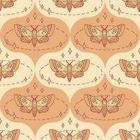 havik mot vlinder magie lineair naadloos patroon met sterren. perfect afdrukken voor tee, papier, textiel en kleding stof. vector