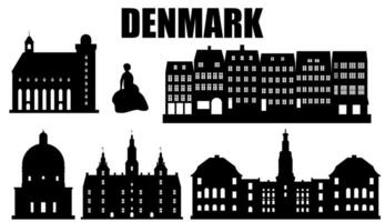 reeks van silhouetten van Denemarken oriëntatiepunten toerist attractie ,vector illustratie vector